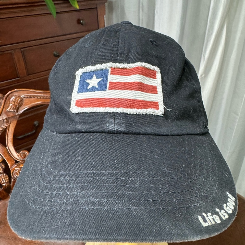 Life Is Good Navy Cap with Flag Patch